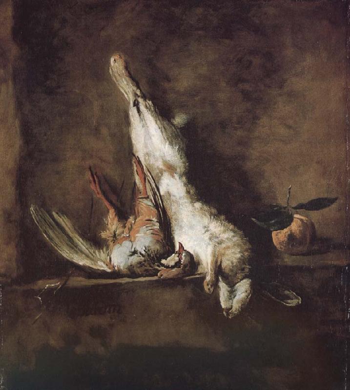 Jean Baptiste Simeon Chardin Orange red partridge and rabbit Sweden oil painting art